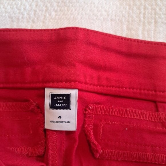Janie and Jack girls size 4 red pants with stretch. Side zipper, adjustable 2018 - Picture 4 of 7